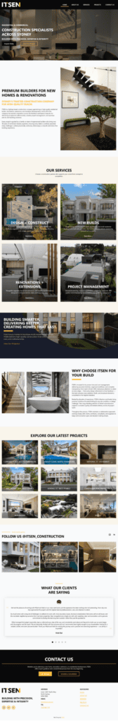 ITSEN construction company website, designed by Small Business Web Designs