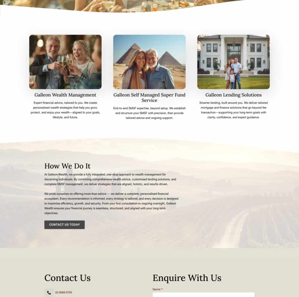 Galleon Wealth website design, part 2