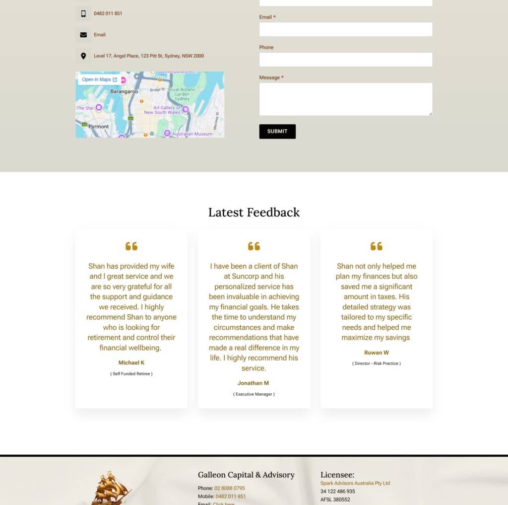 Galleon Wealth website design, part 3