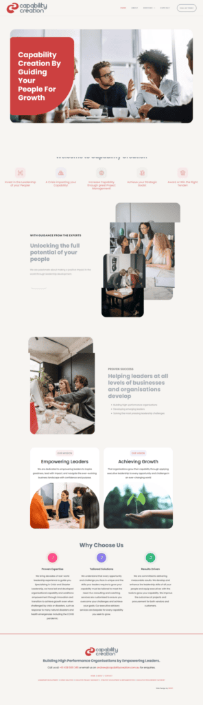 Capability Creation website, designed by Small Business Web Designs