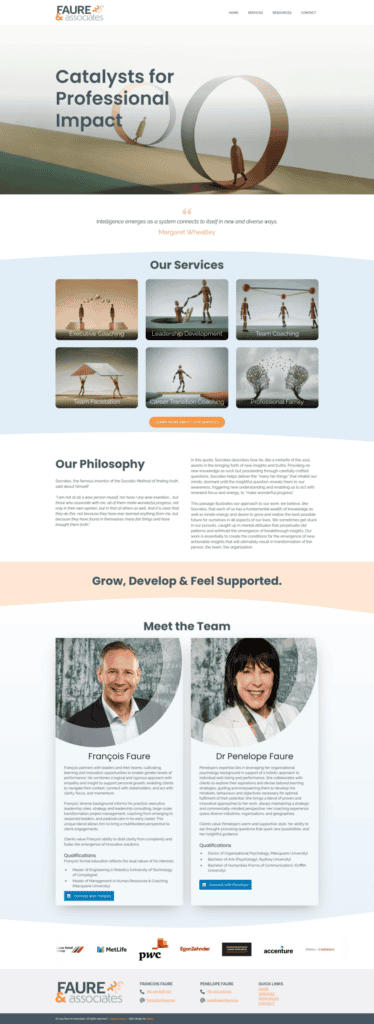 Faure website, designed by Small Business Web Designs