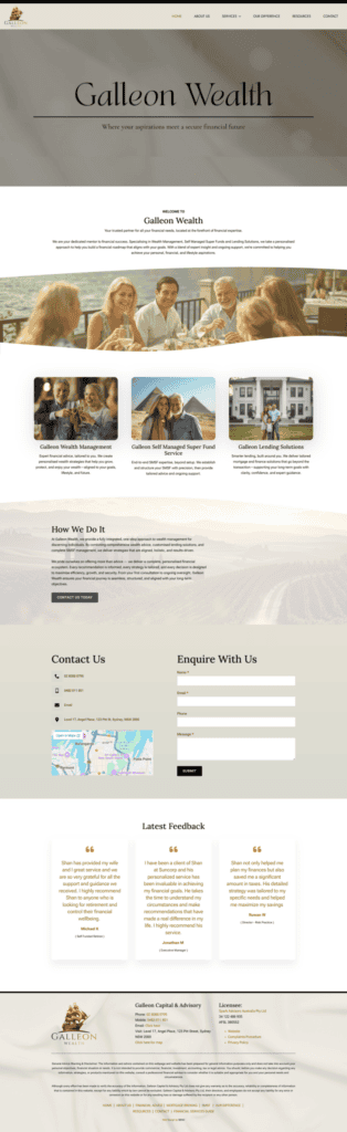 Galleon Capital website, designed by Small Business Web Designs