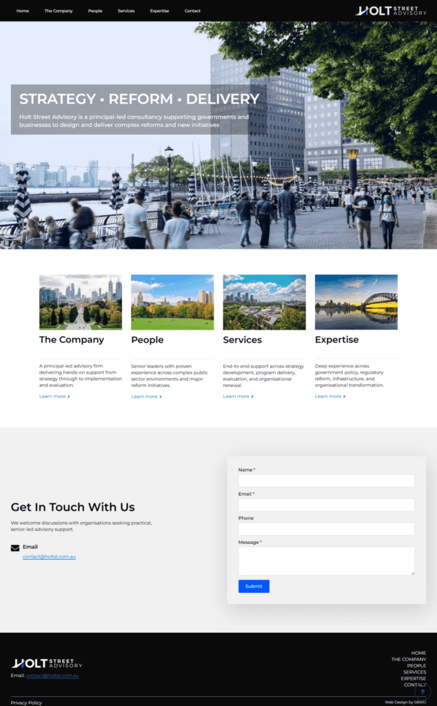 Holt Street Advisory website, designed by Small Business Web Designs