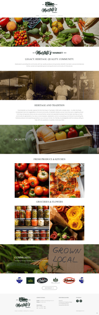 Martelli's Market website, designed by Small Business Web Designs