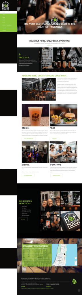 The Hop House website, designed by Small Business Web Designs