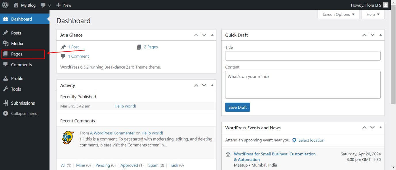 WordPress self-management guide screenshot, step 2